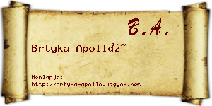 Brtyka Apolló névjegykártya